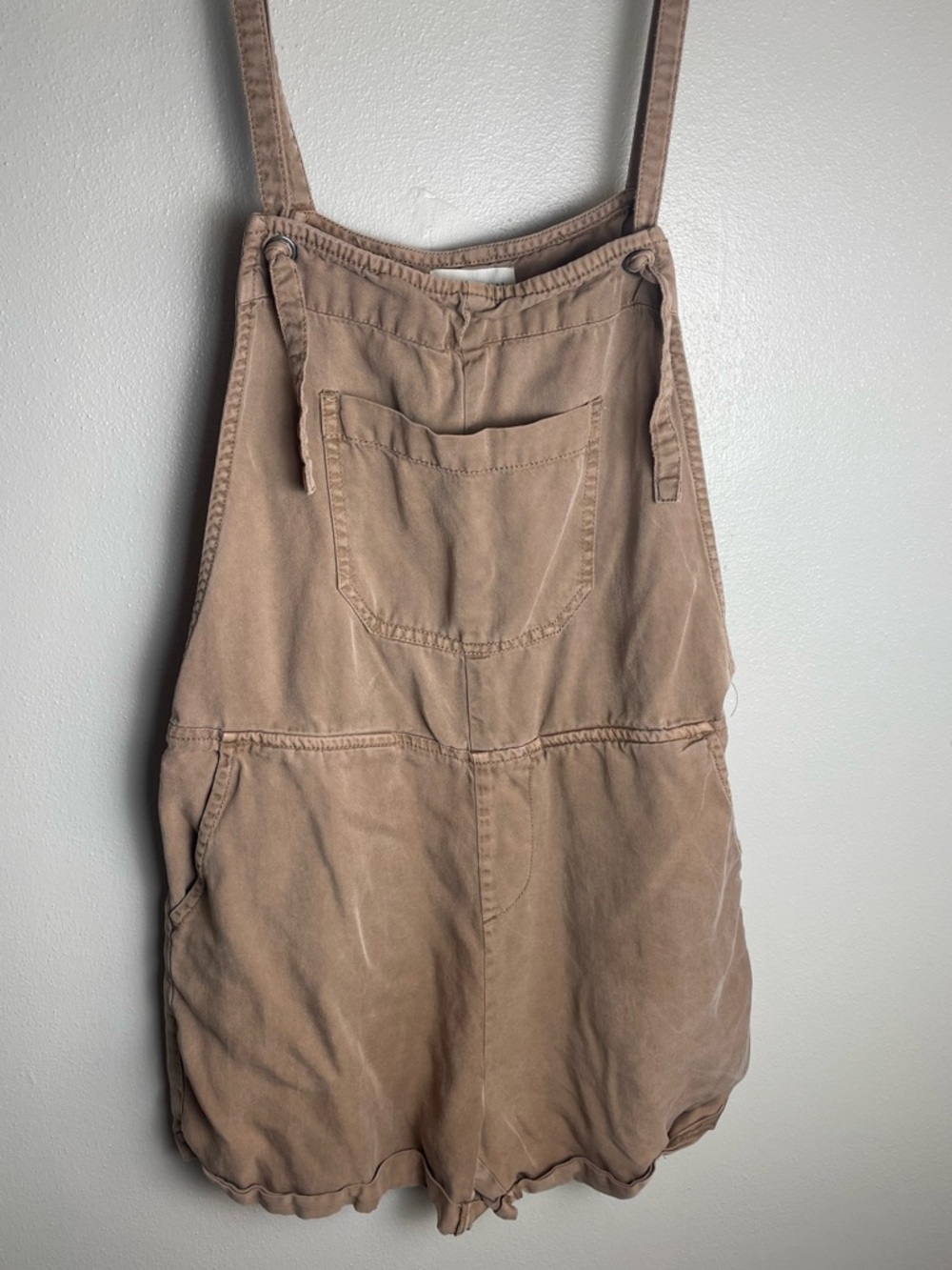 Risen Tencel Tan Short Overalls Romper